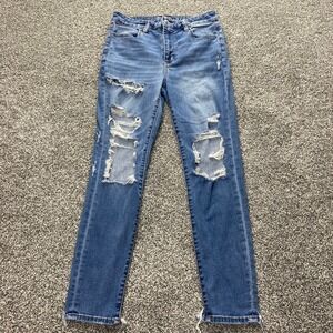 American Eagle Jeans Womens 6 Dark Blue Denim Hi Rise Jegging Skinny Stretch